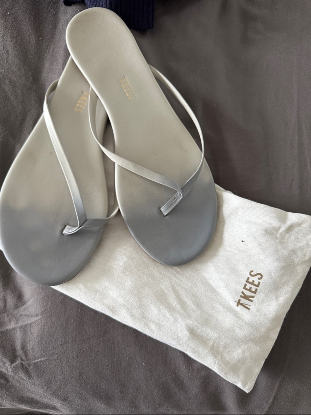 TKEES Light Grey Slim Strap Flip Flop Sandals
